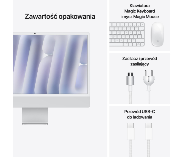 APPLE iMac 24 M4/24GB/512/MacOS Retina 4,5K Srebrny 8R GPU MWUC3ZE/A/R1/D1 - CTO [Z1E2000FT] - 1350793 - zdjęcie 9